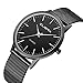 Men's Wrist Watch, Business Casual Analog Quartz Watch with Slim Mesh Band Black Dial by CUENA (Black)
