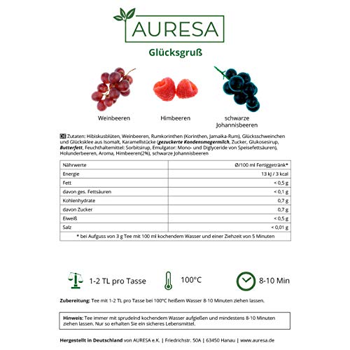 AURESA Glücksgruà Früchtetee | Fruchtig säuerlicher Geschmack ob heià oder kalt | Loser Tee mit leckeren Beeren – Bild 5
