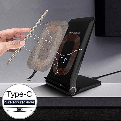 Qi-Certified 10W Fast Wireless Charger Charging Pad Stand(No AC Adapter)+ Type C Wireless Charging Receiver for LG G5, Huawei P9, Honor 8, Nexus 6P, HTC 10, OnePlus 3 and other USB-C Devices