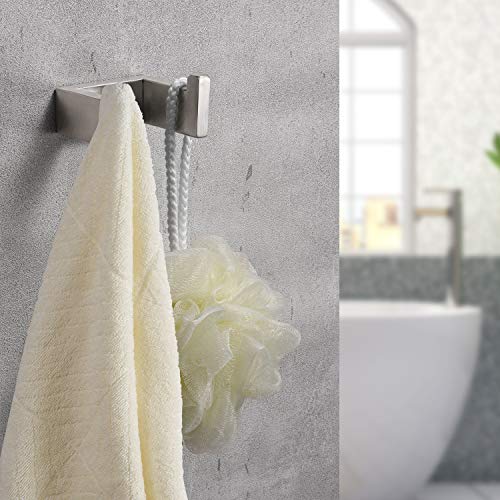 Nolimas 4-Piece Brushed Nickel Bathroom Hardware Accessories Set Including 24 inchTowel Bar Toilet Paper Holder Towel Ring Robe Hook SUS 304 Stainless Steel Wall Mounted Square Style,Rustproof