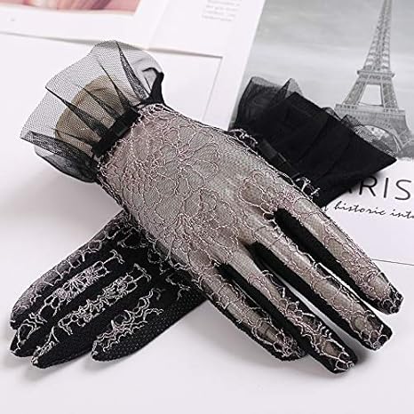 Amazon Co Jp 日焼け止め手袋抗uvノンスリップレース通気性の薄いセクションすべての日除け手袋に乗って女性を指します Color Purple Size One Size ホーム キッチン
