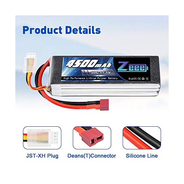 Zeee 3S LiPo Akku 11,1V 4500mAh 50C RC Batterie mit Deans T Stecker für RC Car RC Truck RC Auto Boot Helicopter LKW RC… – Bild 4