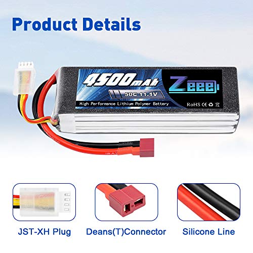 Zeee 3S LiPo Akku 11,1V 4500mAh 50C RC Batterie mit Deans T Stecker für RC Car RC Truck RC Auto Boot Helicopter LKW RC… – Bild 4
