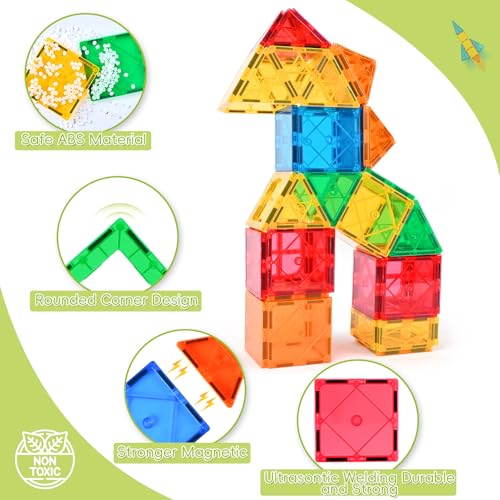 Katiago Magnetic Building Blocks Kids 64 Pieces 3D Magnetic Building Games Construction Magnetics Christmas Birthday Gifts for 3 4 5 6 Years Old Girls Boys