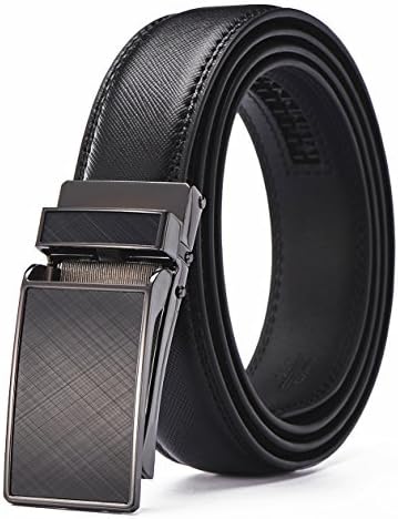 Xholding Men's Automatic Buckle Ratchet Leather Dress Belt 30mm Wide 1 1/8"