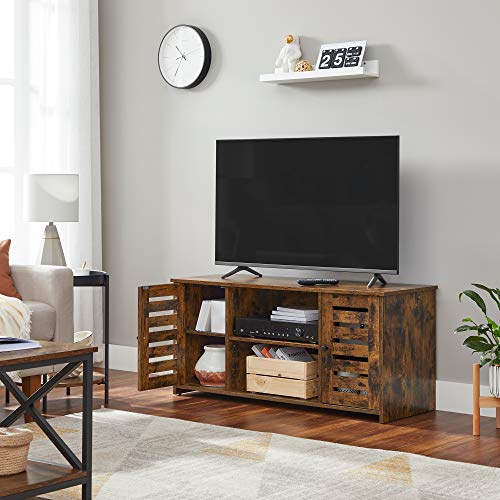VASAGLE TV TV Stand with Louvered Doors, Open Storage Shelves