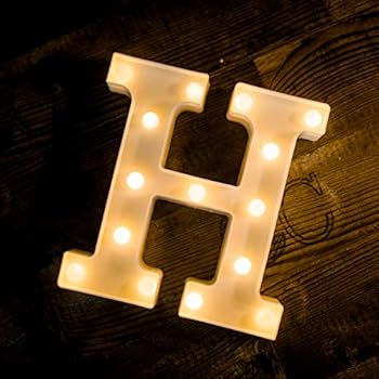 Foaky LED Letter Lights Sign 26 Alphabet Light Up Letters Sign for Night Light Wedding Birthday Party Battery Powered Christmas Lamp Home Bar Decoration (H)