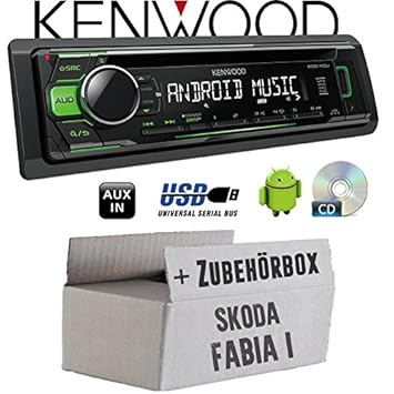 Kenwood KDC-110UG - CD/MP3/USB Android-Steuerung - Autoradio - Einbauset für Skoda Fabia 1 - JUST SOUND best choice for carau