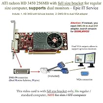 ATI Radeon HD 3450 256MB low profile graphics card (full size bracket, DMS-59 to dual VGA adapter)