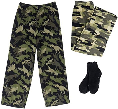 Mad Dog Boy’s 2-Pack Pajama Pants + Slipper Socks (Sizes 4-16)