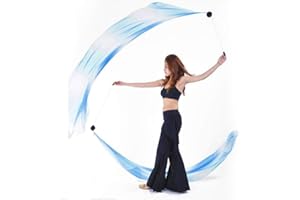 BELLYANGEL 2Pcs Silk Veils Poi Chain Balls Women Belly Dance Poi Streamer Throw Ball Stage Props