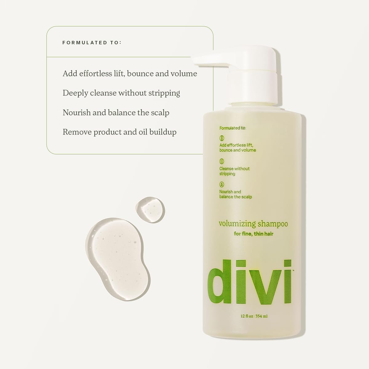 Divi Shampoo and Conditioner Set for Women and Men - Hair Care Duo for All Hair Types, Adds Volume, Lift, and Bounce, Strengthens and Nourishes Hair - Full Size, 2 x 12 Fl Oz