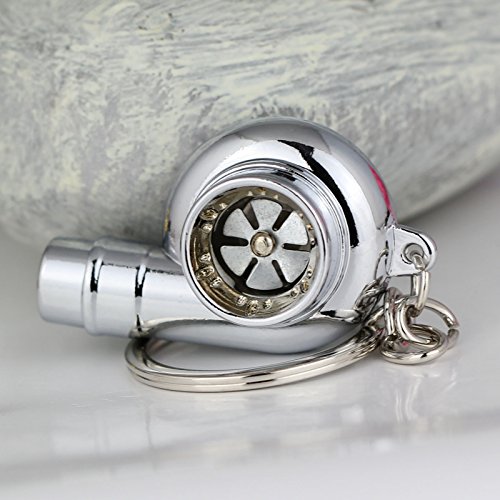 Maycom Creative Spinning New Chrome Polished Silver Turbo Turbocharger Keychain Key Chain Ring Keyring Keyfob,make Whistle Sound - Thumbnail 6