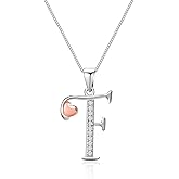 Mesovor 925 Sterling Silver Initial Necklace for Women, Classic 26 Letter Cubic Zirconia Hypoallergenic Necklace Jewelry Gifts for family Mother Sister Wife, 20 Inch Chain
