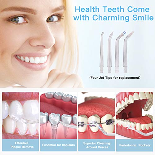 Cordless Water Flosser Teeth Cleaner - RCGEEK Portable Water Flosser Cordless Rechargeable and 4 Modes Dental Oral Irrigator for Braces,IPX7 Waterproof,Travel Cleanable 200ML Water Tank,5 Jet Tips - Thumbnail 3