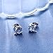 S925 Sterling Silver Ocean Blue Cubic Zirconia Dolphin Stud Earrings for Women