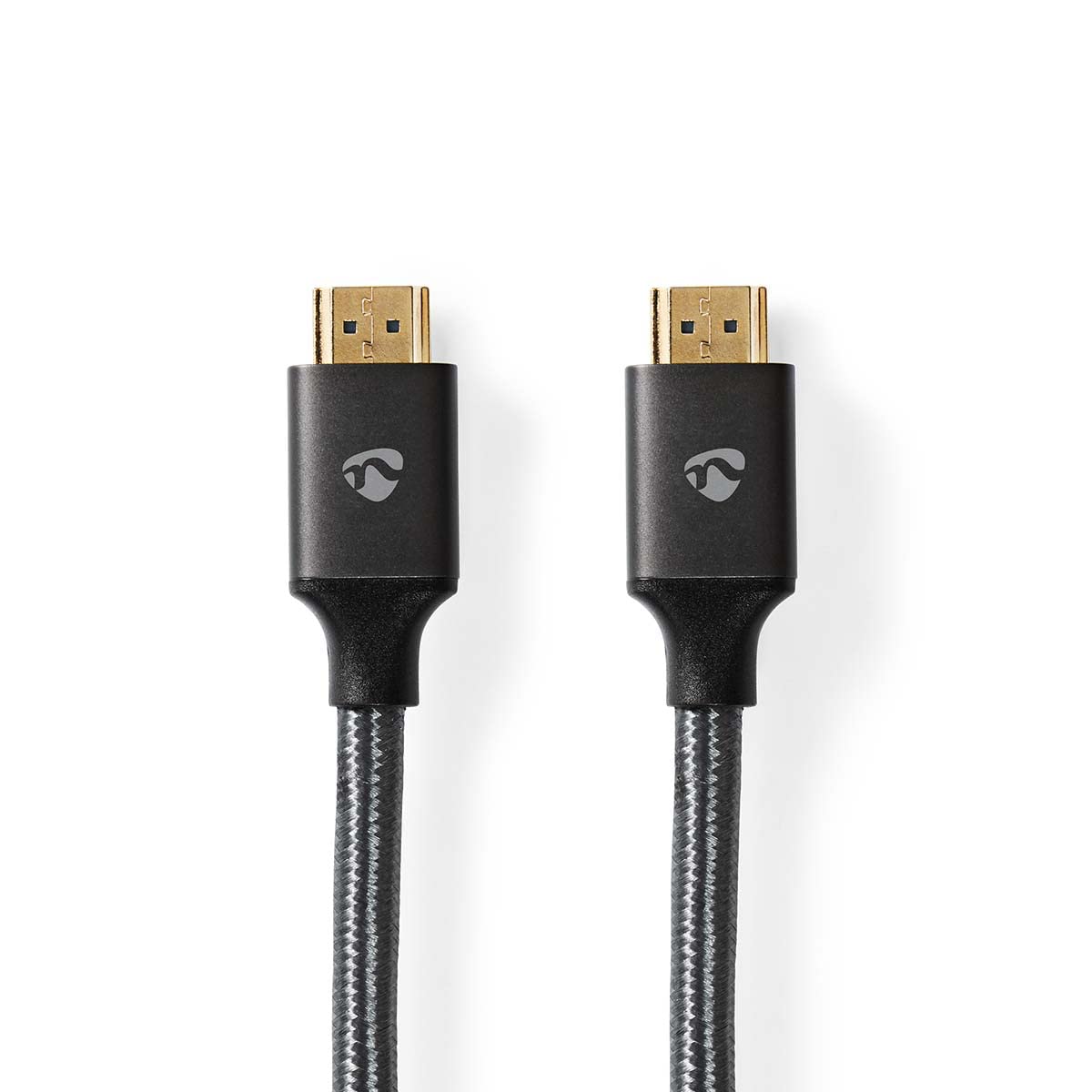 Nedis Profigold 8K Ultra High Speed HDMI Cable with Ethernet, 8K@60Hz, 48Gbps, HDMI A Male to A Male, 2m, Supports eARC, Dynamic HDR, CEC, Gold-Plated, Nylon Braided, Gun Metal Grey