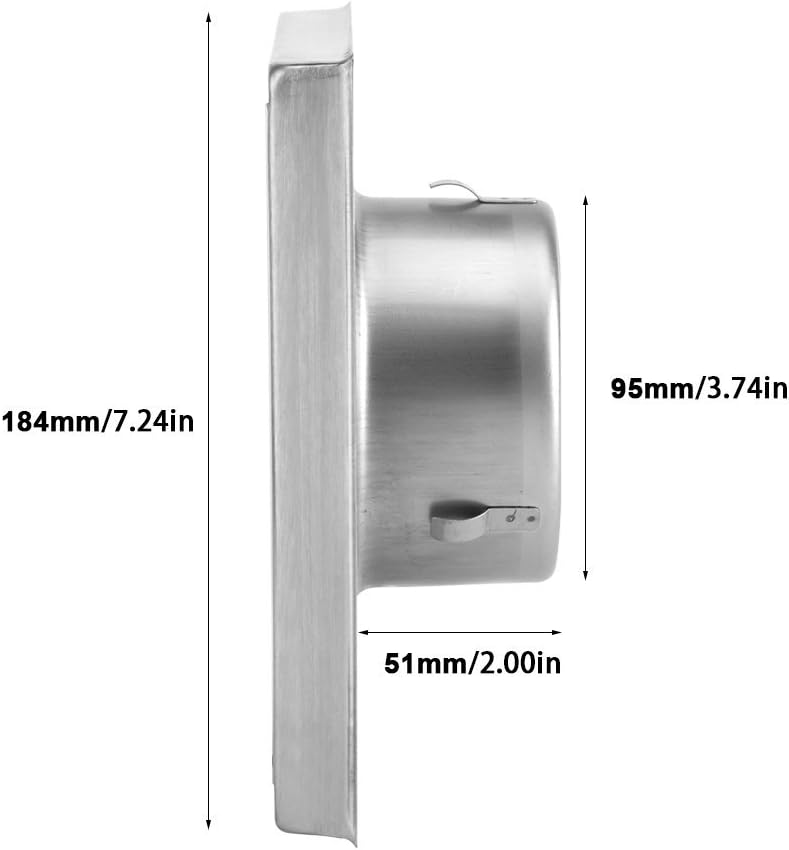 Exhaust Vent Cover External, 100mm Stainless Steel Louvered Dryer Duct Exhaust Air Vent Covers with Not-Return Shutters - Image 4