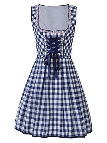 Evaliana Oktoberfest Waitress Party Dress German Bavarian Beer Wench Carnival Halloween Costume Maid Outfit Navy Blue - Thumbnail 3
