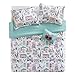 Comfort Spaces Paco 3 Piece XL/Twin Comforter Set Kitty Cat Paris Eiffel Tower Cute Print for Toddler Kids Boys Girls All Season Down Alternative, Aqua