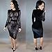 Kearia Womens Sexy Black Sequin Scoop Neck Long Sleeve Bodycon Party Midi Dress Black XLarge