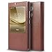 Huawei Mate 8 Case, Pasonomi® [Smart Window View] Genuine Leather Stand Cover Case - Ultra Thin Slim Flip Wallet Case for Huawei Mate 8 2015 Release (Brown)