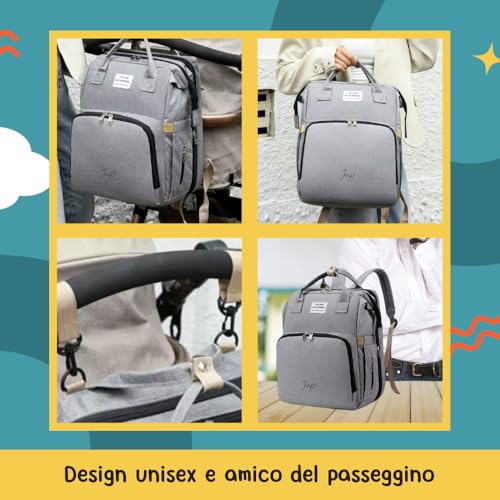 Jeap Baby Changing Backpack | Baby Changing Bag with Changing Mat | with Thermal Pockets and Stroller Hooks | Large and Waterproof Fabric | Baby Backpack for Mom and Dad