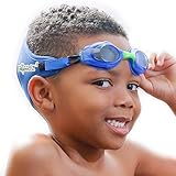 Frogglez NEW Explorerz Jr. Kids Swimming Goggles with Custom Fit Neoprene Strap, Comfort First Design, Unisex (Blue)