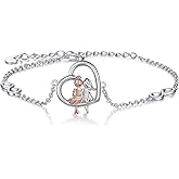 AOBOCO Sisters Bracelet Sterling Silver 2 Sister Anklets Jewelry Gifts for Women