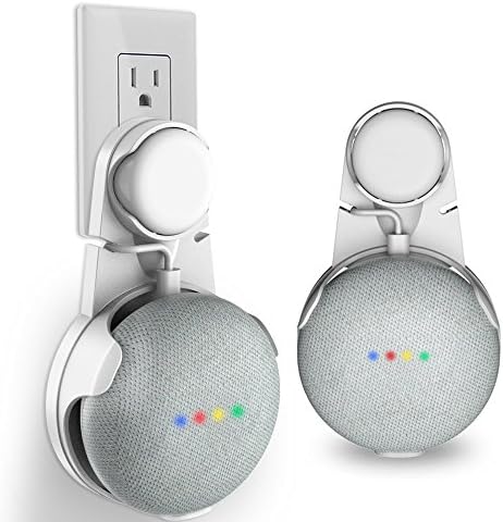 Google Home Mini Mount，Caselover Home Mini Outlet Wall Mount Hanger Stand for Voice Assistants,without Messy Wires or Screws (White, 1)
