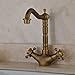 Hiendure 180 Degree Swivel Antique Inspired Brass Kitchen Faucet Bathroom Sink Mixer Tap with Two Handle ,Antique Brass Finish