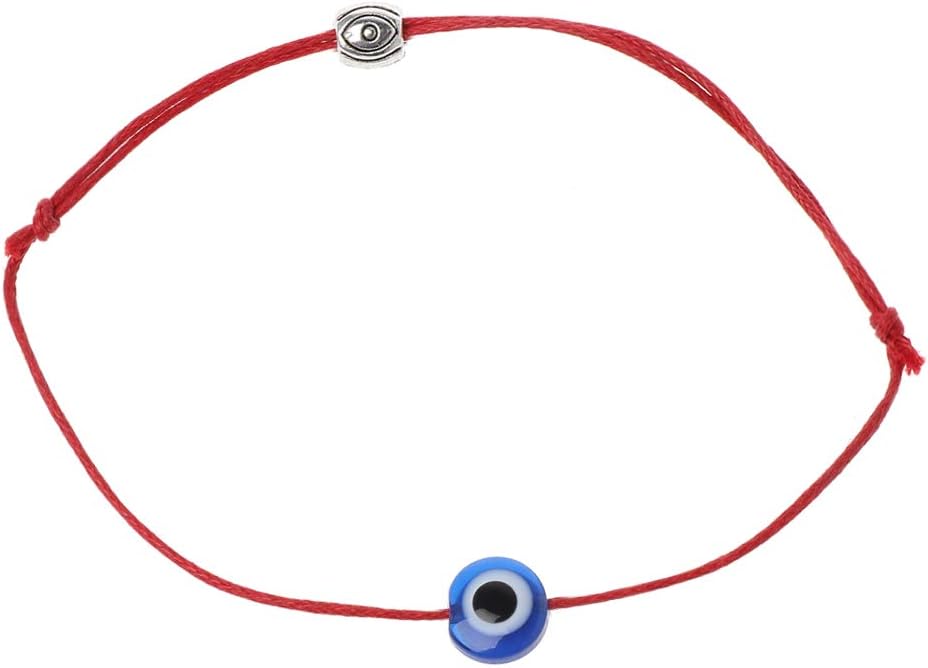 ZOOMY Bracelet Blue Evil Eye String Kabbalah Bracelet Jewish Amulet Protection Lucky Jewelry - Red