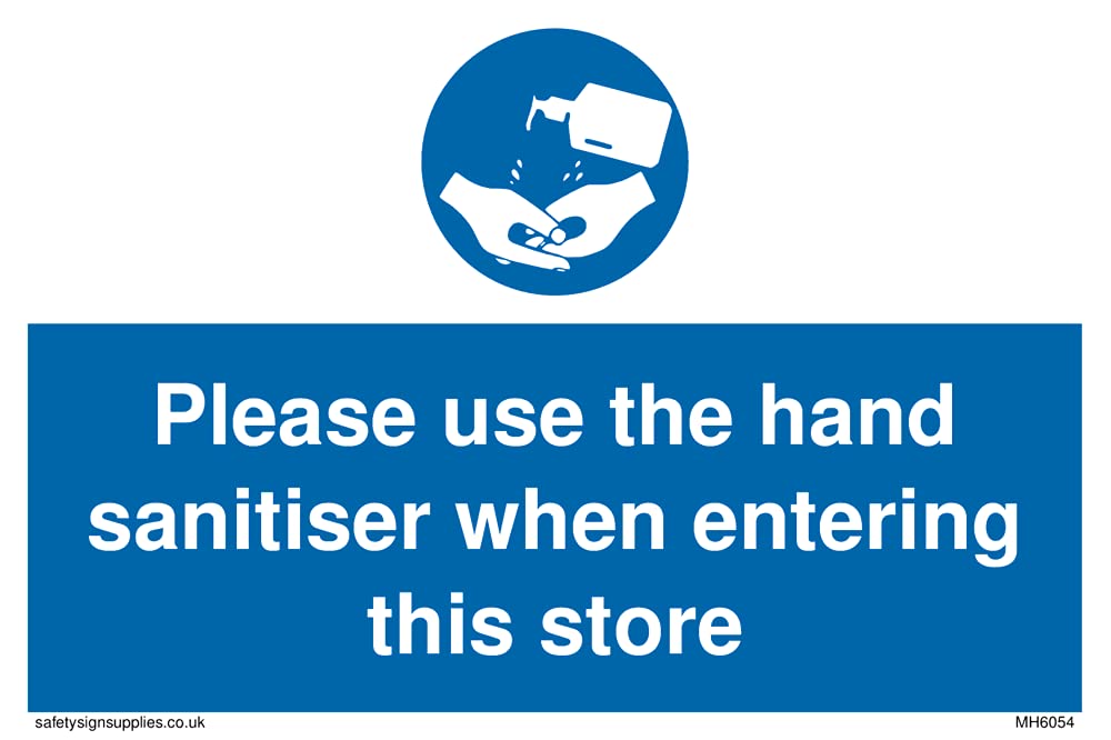 Pack of five - Please use the hand sanitizer when entering this store Sign - 150x100mm - A6L