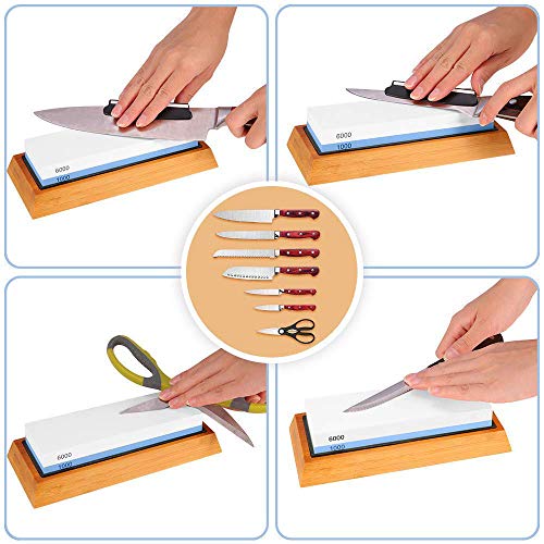 Whetstone Knife Sharpening Stone Set, 2Sided Whetstone Sharpener 1000/