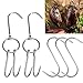 2pcs Stainless Steel Double Hooks + 3pcs S-Hooks for Bacon Hams Meat Processing Butcher Poultry Hook Hanging Drying BBQ Grill Cooking