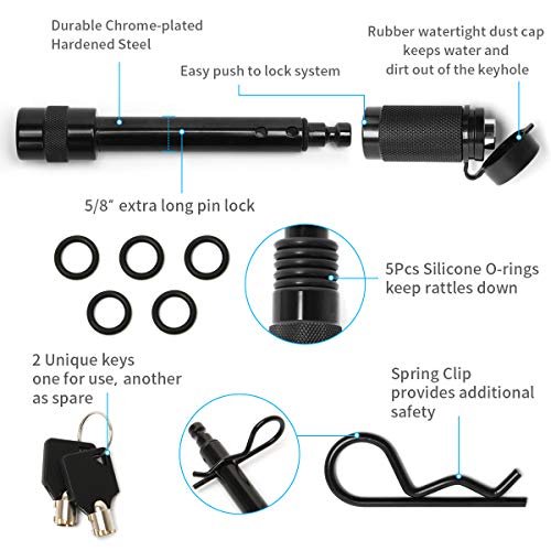 Coitak Trailer Hitch Lock Pin Set, 5/8" Black Tow Hitch Receiver Lock