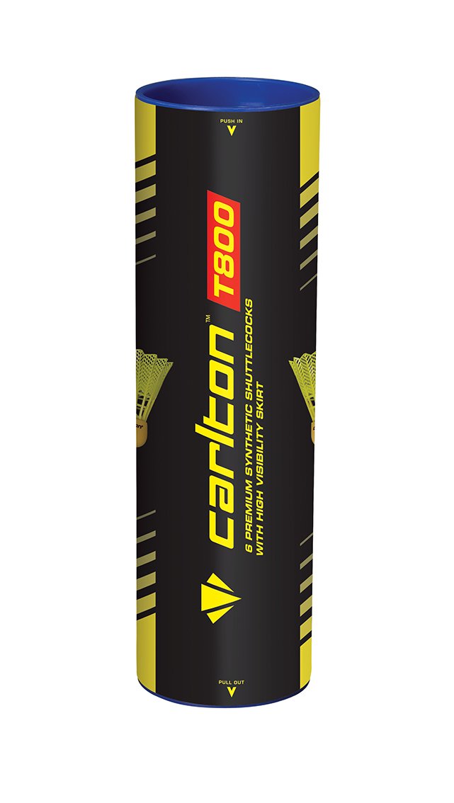 Carlton Badminton Shuttle Tournament T800 Yellow – Red, Fast Speed (78 Grains), for Juniors and Club Players (1 x 6 Tube)