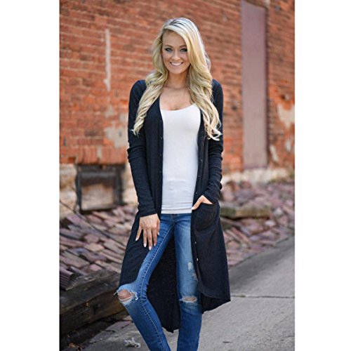 Bokeley Women Cardigan, Hot Sale!Women Loose Sweater Long Sleeve Knitted Cardigan Outwear Jacket Coat (Black, L) - Thumbnail 2