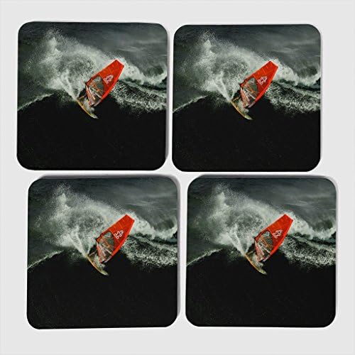 Wind Surfing Coasters Multi-Colour 9 x 9 cm Pack of 4