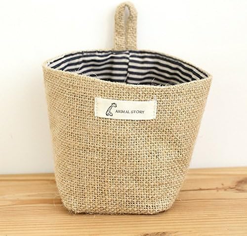 YEDAYS Essentials Mini Linen Cotton Storage Basket Woven Basket Collapsible Convenient Storage Bin for Door Keys Small Stuff (B1)