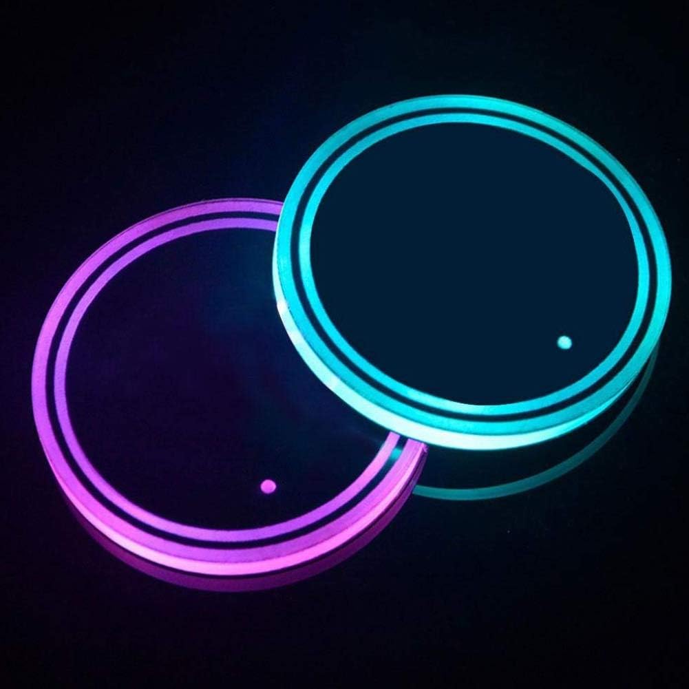 LED Cup Holder Lights, 2pcs LED Car Coasterss with 7 Colors Luminescent Light Cup Pad, USB Charging Cup Mat for Drink Coaster Accessories Interior Decoration Atmosphere Light.: Automotive
