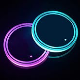 WedFeir LED Cup Holder Lights, 2pcs LED Car Coasterss with 7 Colors Luminescent Light Cup Pad, USB Charging Cup Mat for Drink Coaster Accessories Interior Decoration Atmosphere Light.