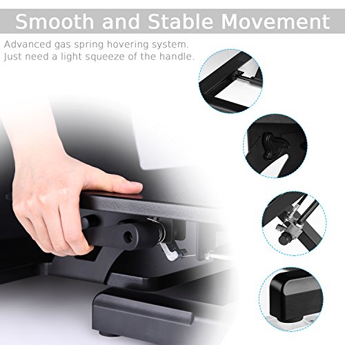 Height Adjustable Standing Desk, Alloyseed Ergonomic Sit Stand Gas Spring Riser Converter Workstation, with Quick Release Keyboard Tray - Thumbnail 3