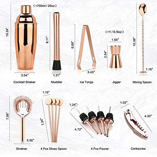 CJTMY Cocktail-Shaker-Herstellungs-Set, 16pcs Bartender-Kit for Mixerwein, Edelstahl-Bars Tool, Home Drink Partyzubehör… – Bild 8