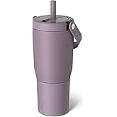 BrüMate Resa 25oz 100% Leakproof Travel Tumbler w/Handle & Straw | Flexible SoftSip Straw | Silicone Sleeve for Durability | Stainless Steel | Cup Holder & Travel Friendly Water Bottle (Lilac Dusk)