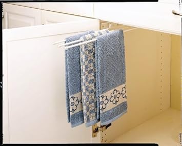 Rev-A-Shelf 563-47 563 Series 3 Prong Towel Bar with 12 Slides, White