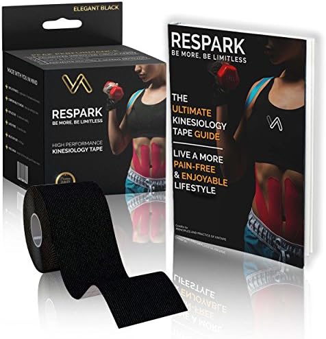 Kinesiology Tape by Respark Athletics, 5cm x 5cm Roll Uncut, 100% Synthetic Water Resistant, Reduce Pain, Sport Therapeutic Aid &amp; Injury Recovery, Includes Ultimate Step by Step E-Guide, Best Tape