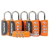 6 Pack Open Alert Indicator TSA Approved 3 Digit Luggage Locks for Travel Suitcase & Baggage (Orange)