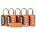 Open Alert Indicator TSA Approved 3 Digit Luggage Locks to Lock Travel Suitcase (6 Pack, Orange)