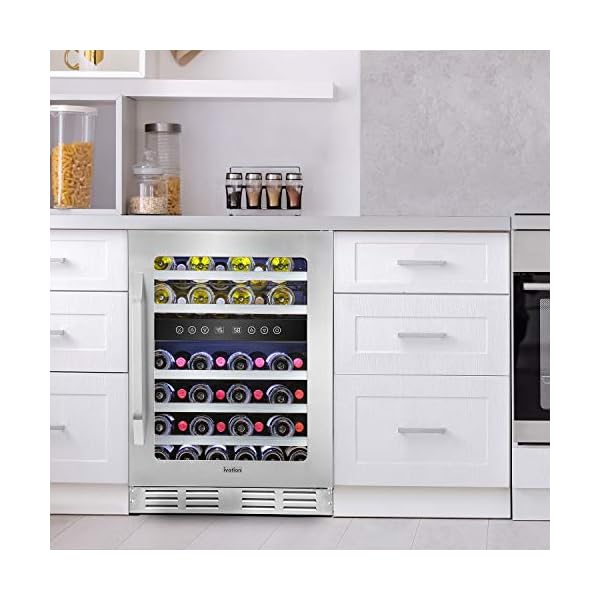 Ivation-46-Bottle-Dual-Zone-24-Built-In-Compressor-Wine-CoolerCellar-Undercounter-Wine-Fridge-Temperature-Control-40-50F50-66F-Refrigerator-Quiet-Operation-LED-Light-Glass-Stainless-Steel